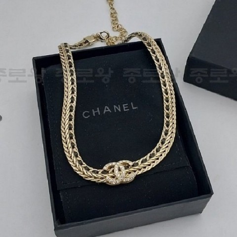 CHANEL 샤넬 CC로고 믹스체인 초커 목걸이