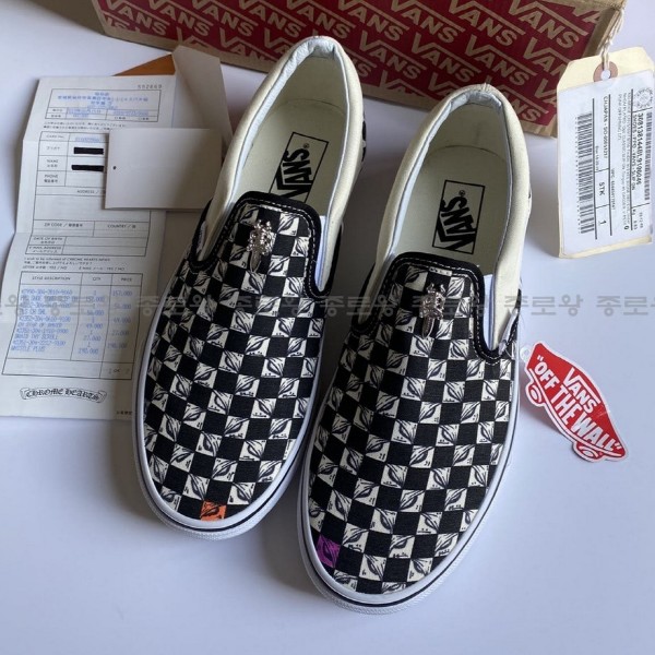 Chrome Hearts X VANS 크롬하츠 X 반스 콜라보 체커보드 매티보이 슬립온 커스텀