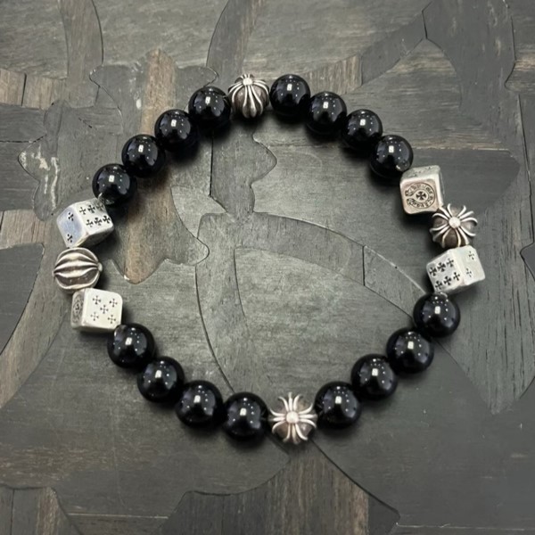 Chrome Hearts 크롬하츠 다이스 크로스볼 비즈 팔찌